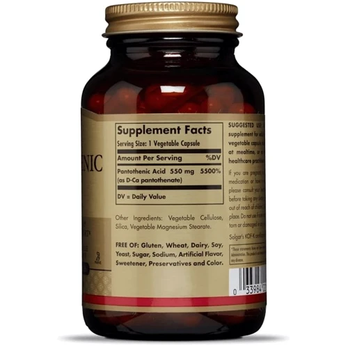 Solgar Pantothenic Acid 550 mg 100 caps Пантотеновакислота: Тип вітамін B