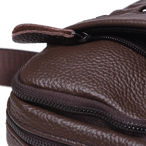 Мужская сумка через плечо Borsa Leather коричневая (K11169a-brown): Застежка Молния