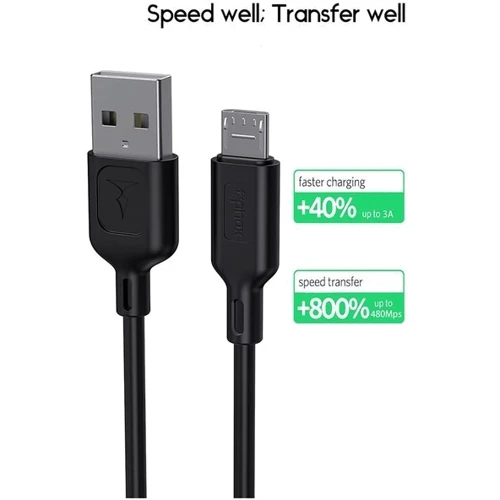 Кабель T-PHOX USB Cable to microUSB Fast 3A 1.2m Black (T-M829 Black) фото 4