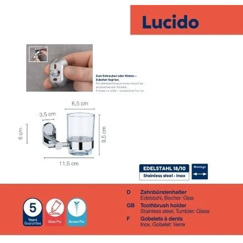 Склянка для зубних щіток KELA Lucido срібляста 11.5х7.5х9.5 см (22675)