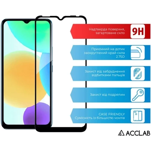 Аксесуар для смартфона ACCLAB Tempered Glass Full Glue Black for Infinix Smart 6: Тип защитное стекло