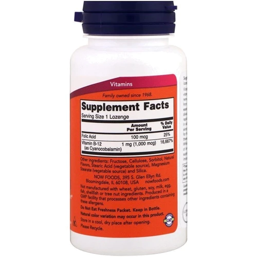 NOW Foods Vitamin B-12 1000 mcg 100 LOZ Витамин В-12: Тип Витамин B