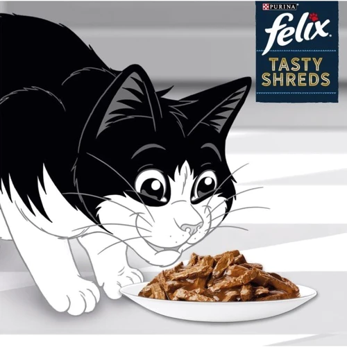 Вологий корм Felix Tasty Shreds набір консервів для кішок з лососем 2 шт з тунцем 2 шт мультипак 4штx80г (7613287650948): Порода Все породы