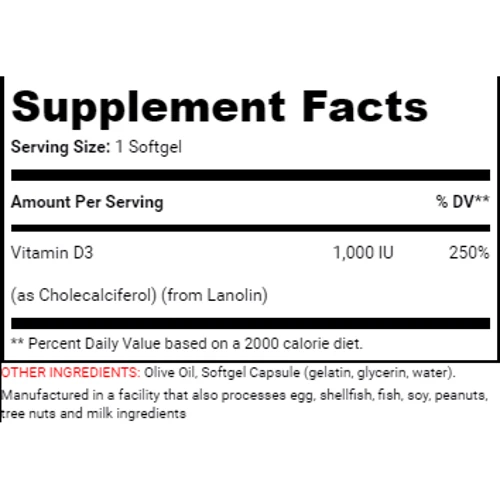 SAN Vitamin D3 1000 IU Вітамін Д3 360 капсул: Тип вітамін D