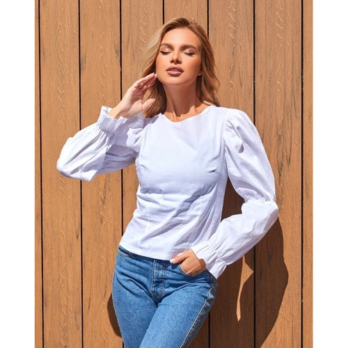 Блуза ISSA PLUS SA-279 44 белая с длинным рукавом