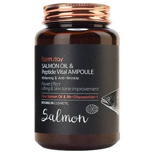 FarmStay Salmon Oil & Peptide Vital Ampoule Антивозрастная сыворотка для лица с маслом лосося и пептидом 250 ml