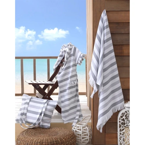 Полотенце HOBBY STRIPE Peshtemal серый 70х140 см (315761): Размер, см 70x140