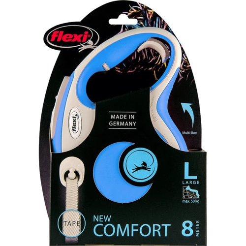 Поводок-рулетка Flexi New Comfort L до 50 кг 8 м синий (4000498043813): Тип шнура Лента