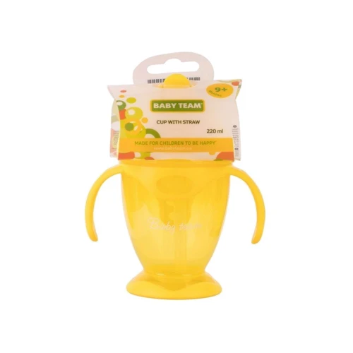 Поильник Baby Team с силиконовой трубочкой и ручками, 220мл. 9+ (5011 желтый): Производитель Baby Team
