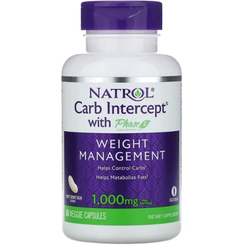 Natrol Carb Intercept with Phase 2 Carb Controller, 1.000 mg, 60 Veggie Caps (NTL-16176)