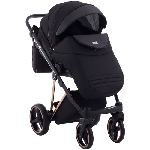 Универсальная коляска 2 в 1 Adamex Mimi Polar (Pink Gold) BR603 черный (люрекс) - черная кожа фото 7