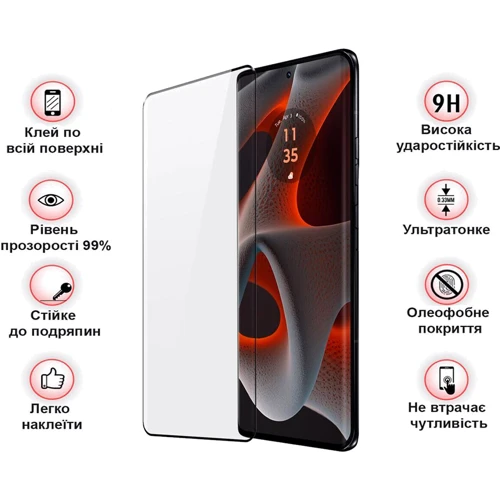 Аксессуар для смартфона BeCover Tempered Glass EDGE Black for Motorola Edge 50 Pro (712346)