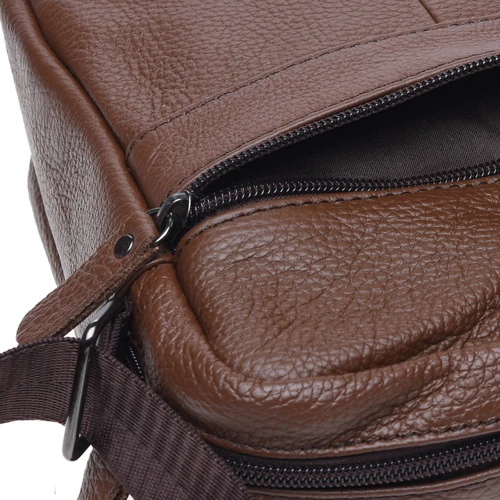Мужская сумка через плечо Borsa Leather коричневая (K11029-brown): Застежка Молния