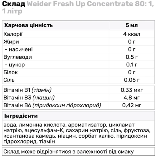 Изотоник Weider Fresh Up Concentrate 1:80 1000 ml Lime: Тип Изотоники
