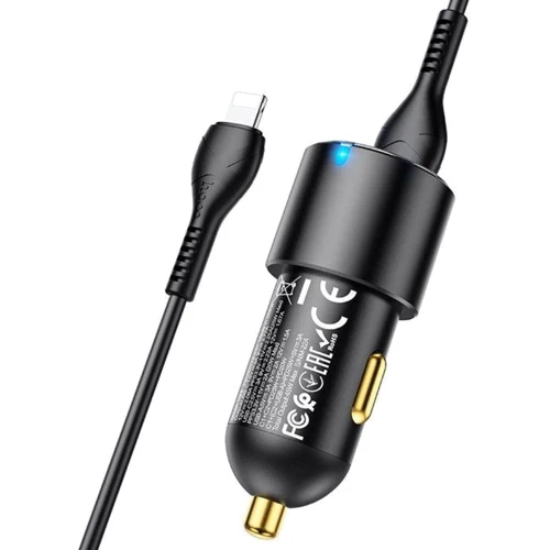 Зарядное устройство Hoco Car Charger 2xUSB-C+USB N26 45W with USB-C to Lightning Cable Black (6931474765192): Кабель в комплекте Lightning