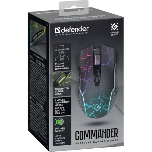 Мышь Defender Commander GM-511 (52557): Эргономика симметричная для левшей