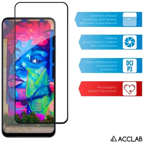 ACCLAB Tempered Glass Full Glue Black для Xiaomi Redmi Note 12R фото 6