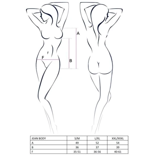 Эротическое боди Passion JEAN BODY black XXL/XXXL