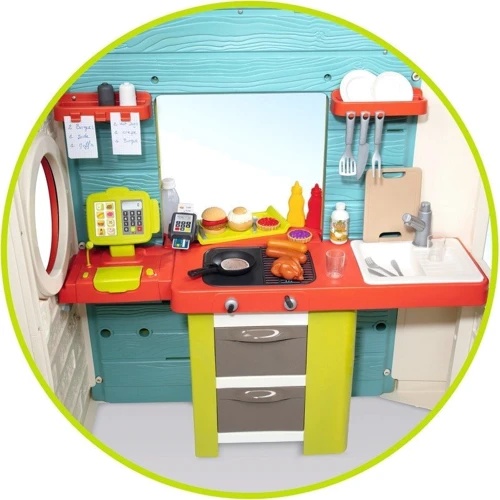 Будиночок Smoby Шеф Хауз з кухнею, касою, посуду та аксесуарів, 124,5x132x135,7 см, 2+ фото 4