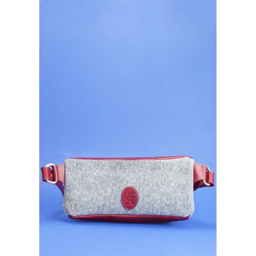 Сумка поясна BlankNote Spirit фетр сірий + бордова шкіра виноград (BN-BAG-15-felt-vin): Країна виробник Україна