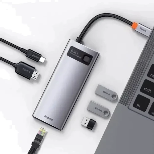 Адаптер Baseus Adapter Metal Gleam Series USB-C to HDMI+2xUSB3.0+PD+SD+TF+VGA Grey (WKWG050013): Интерфейс подключения USB-C