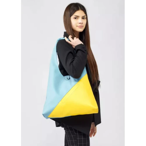 Жіноча сумка хобо Sambag HOBO M жовто-блакитна (53200128): Тип ручки Длинная ручка