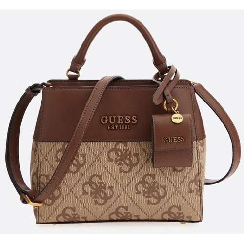 Женская сумка тоут GUESS BERTA SML DBL CMPRTMNT SATCHEL LGW коричневая (HWBB8688050-LGW): Тип ручки Короткая ручка, С двумя ручками, Плечевой ремень, Со съемным ремнем