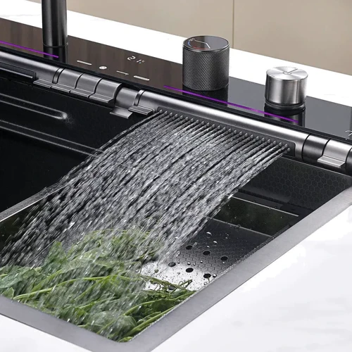 Кухонная мойка Lefton 33x22 Inch Waterfall Faucet Kitchen Sink with Digital Temperature Display & LED Lighting-KS2207L: Количество чаш 1