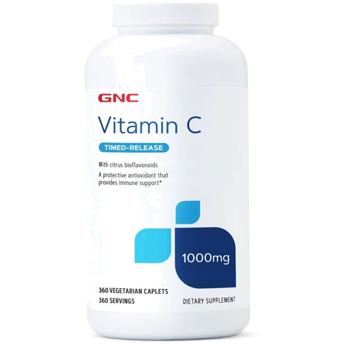 GNC Vitamin C with Citrus Bioflavonoids, Timed-Release, 1.000 mg, 360 Vegetarian Caplets
