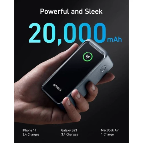 Внешний аккумулятор Anker Power Bank 20000mAh Prime 200W Black (A1336011): Количество USB 3