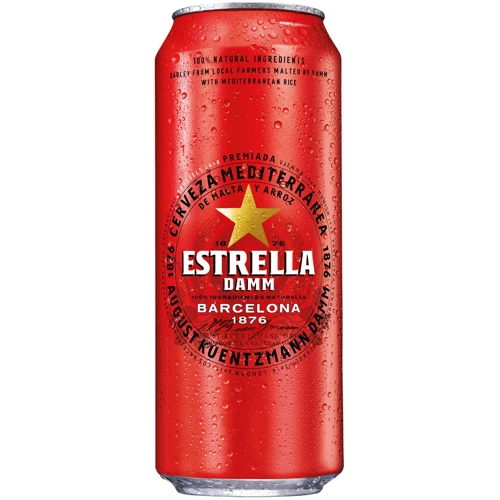 Упаковка пива Estrella Damm Barcelona, светлое, 4.6% 0.5л x 24 банки (EUR8410793286123)