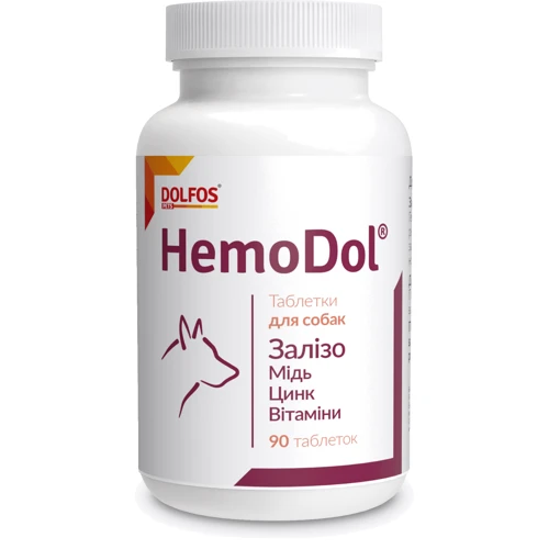 Витаминно-минеральный комплекс Dolfos HemoDol для улучшения процессов кроветворения у собак 90 табл. (5996-90)