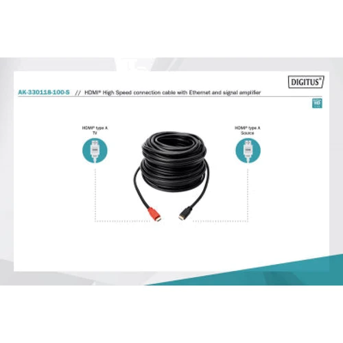 Кабель и переходник Digitus HDMI to HDMI 10.0m UHD 4K Amplifier (AK-330118-100-S)
