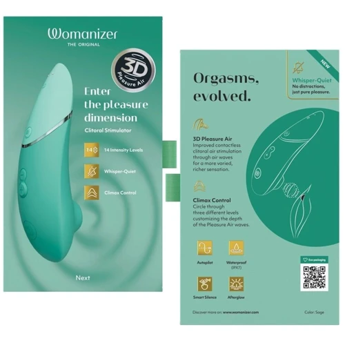Вакуумный клиторальный стимулятор Womanizer Next Sage, 3D Pleasure Air, 14 уровней интенсивности