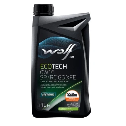 Моторна олива WOLF ECOTECH 0W16 SP/RC G6 XFE 1Lx12: Тип Синтетическое