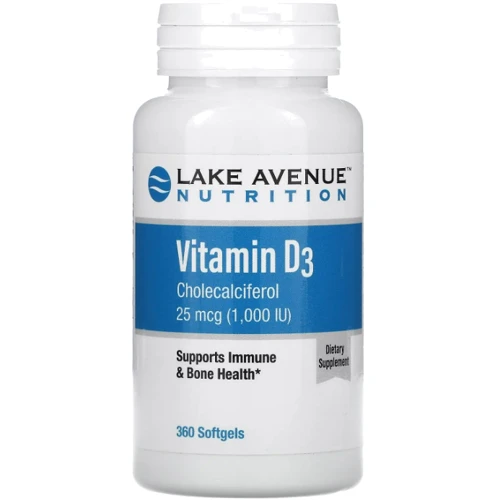 Lake Avenue Nutrition Vitamin D3 Витамин Д3 1000 МЕ 360 мягких желатиновых капсул