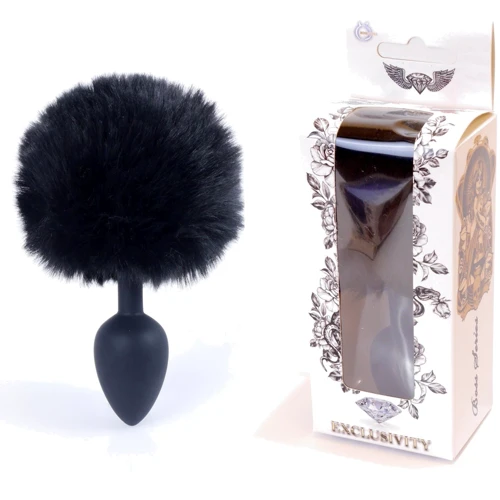 Анальная пробка с хвостом Jewellery Silicon PLUG Bunny Tail Black