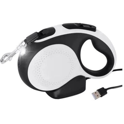 Повідець-рулетка AnimALL MS7016-5M LED до 50 кг/5 метрів L біло-чорна