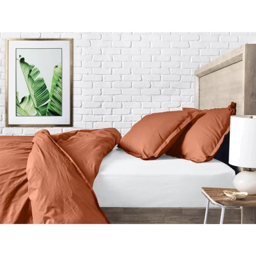 Комплект постельного белья Cosas Ranfors Terrakot White подростковый на резинке 155х215 см (Ranfors_Terrakot_El_White_155)