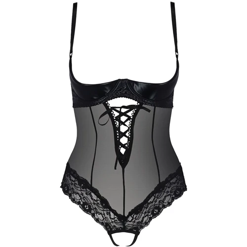 Боди с открытой грудью North Body black 6XL/7XL - Passion Exclusive