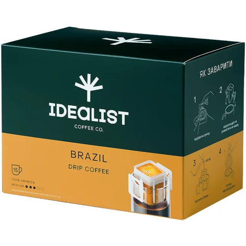 Дрип-кофе IDEALIST COFFEE Co Бразилия 15 шт: Вид напитка кофе молотый