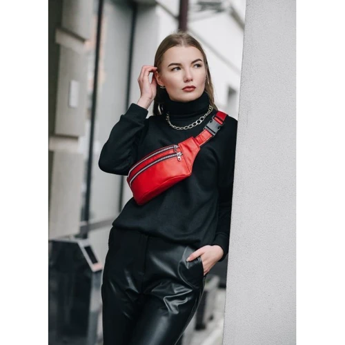 Женская поясная сумка Sambag Tirso красная (81333117w): Фактура Матовая, Гладкая