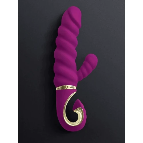 Витой вибратор с клиторальным стимулятором Gvibe Gcandy Purple