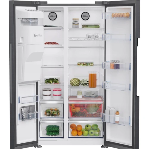 Холодильник Side-by-Side Beko GN162330XBRN: Расположение морозильной камеры Нижнее