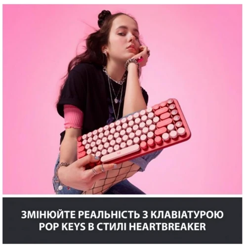 Клавіатура Logitech POP Keys Wireless Mechanical Keyboard UA Rose (920-010737): інтерфейс підключення Bluetooth