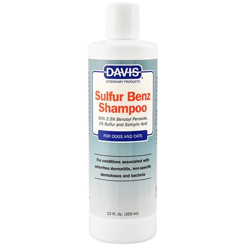 Шампунь Davis Sulfur Benz Shampoo для собак и котов с заболеваниями кожи, с пероксидом бензоила, серой, салициловой кислотой 355 мл (52296)