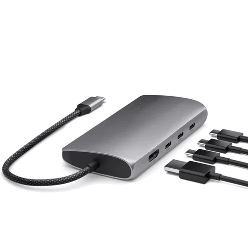 Адаптер Satechi Adapter USB-C to 4xUSB-C+RJ45+HDMI 8K Space Gray (ST-P8KEM) фото 4