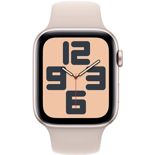 Apple Watch SE 2 2023 44mm GPS Starlight Aluminum Case with Starlight Sport Band - M/L (MRE53) UA: Материал фторэластомер бежевого цвета