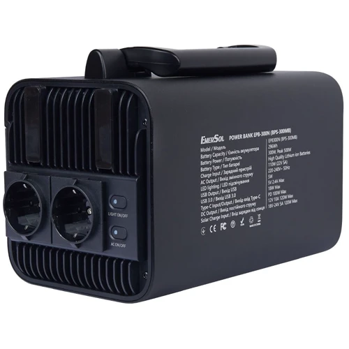Зарядная станция EnerSol 296Wh 300W (EPB-300N): Количество USB 4