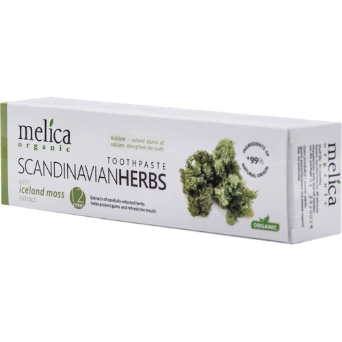 Melica Organic Toothpaste Scandinavian Herbs With Iceland Moss Extract 100 ml Зубная паста "Лечебные травы Скандинавии": Назначение Противовоспалительное, Антибактериальное, Очищение